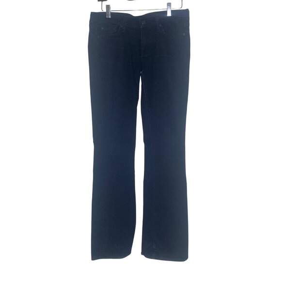 7 For All Mankind Bootcut Jeans Womens Size 29 Dark Wash Embroidered Leopard Pri - Picture 2 of 13